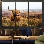Scottish Highland Cow Canvas Wall Art, Rustic Farmhouse Decor