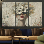 Abstract Floral Women Pastel Wall Art Canvas Print