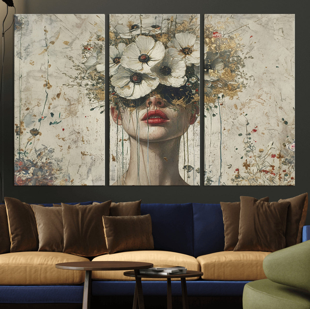 Abstract Floral Women Pastel Wall Art Canvas Print