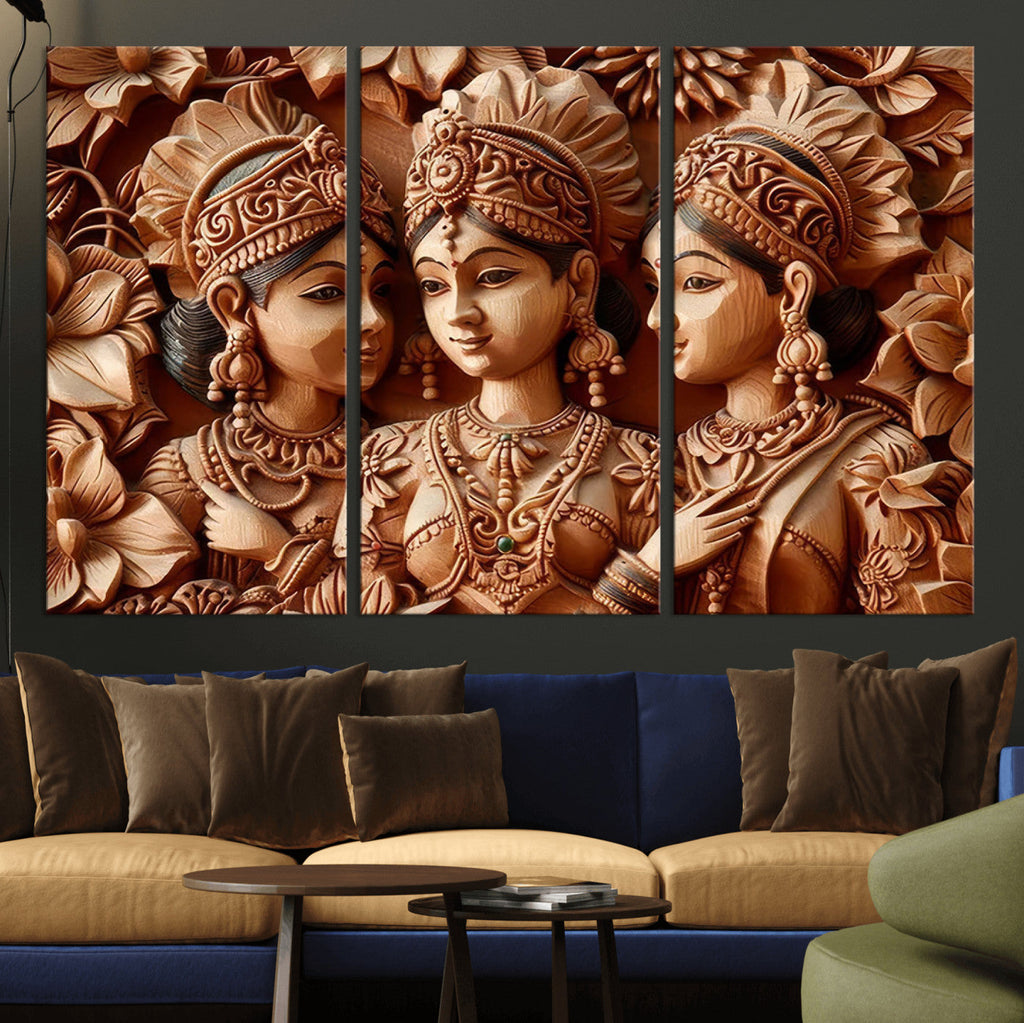 Indian Woman Statue Wall Art Canvas Print