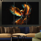 Fiery Phoenix Canvas Print | Ready to Hang Wall Art | Bold Fantasy Decor