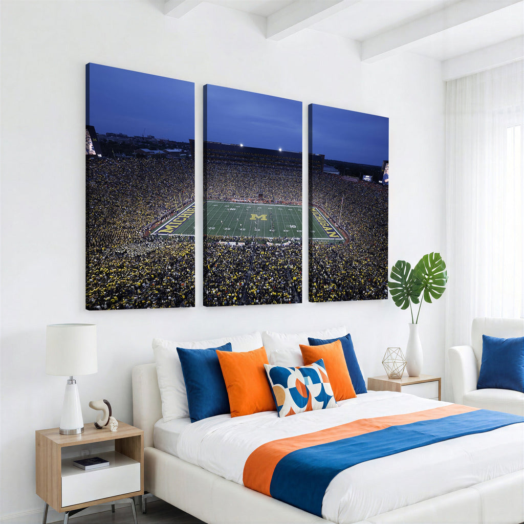 University of Michigan Wolverines Football Team Print, Ann Arbor, Home Bar Wall Decor