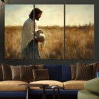 Jesus the Good Shepherd Wall Art Canvas Print, Inspirational Christian Religious Print for Prayer Room