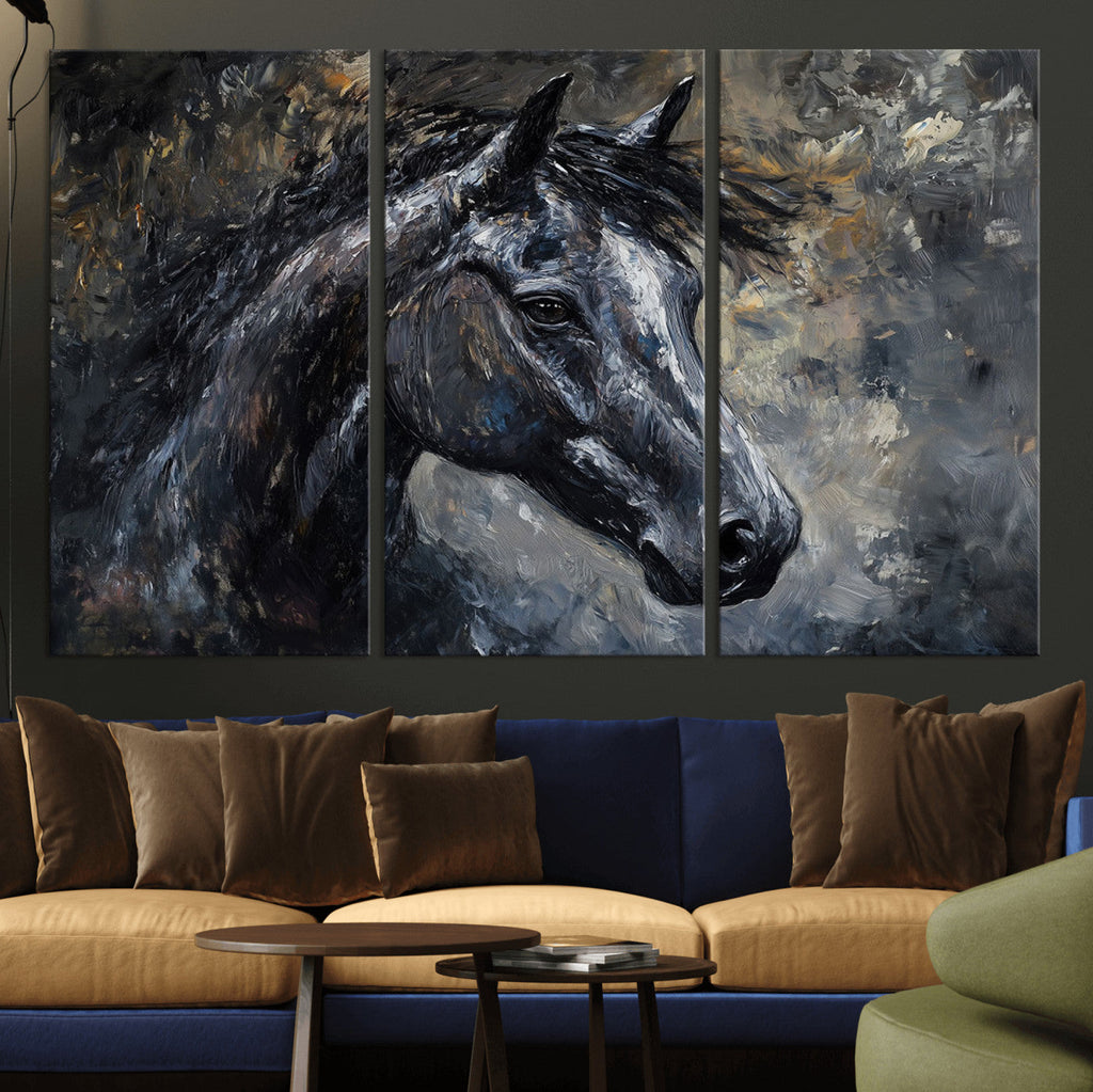 Large Abstract Horse Wall Art Canvas Print, Farmhouse Wall Art