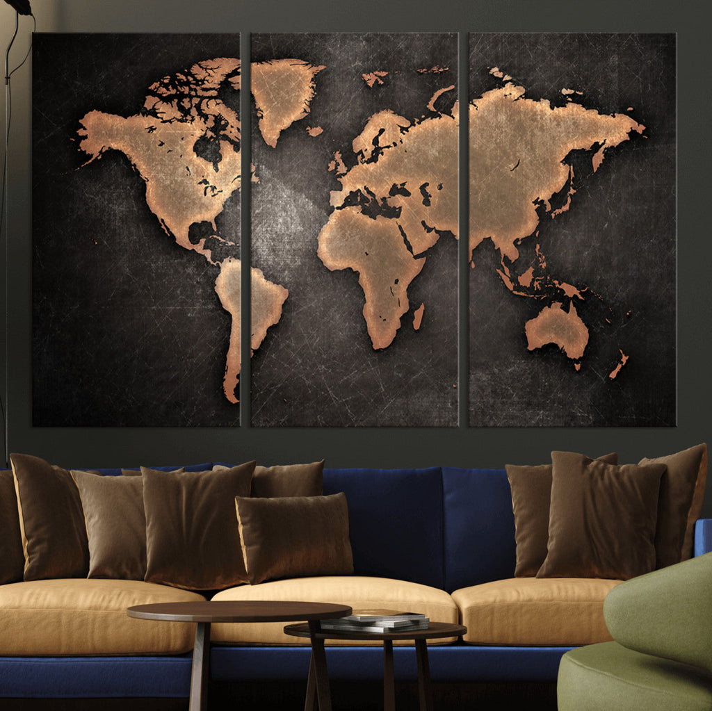 World Map Canvas Print | Framed Travel Map Wall Art for Couples