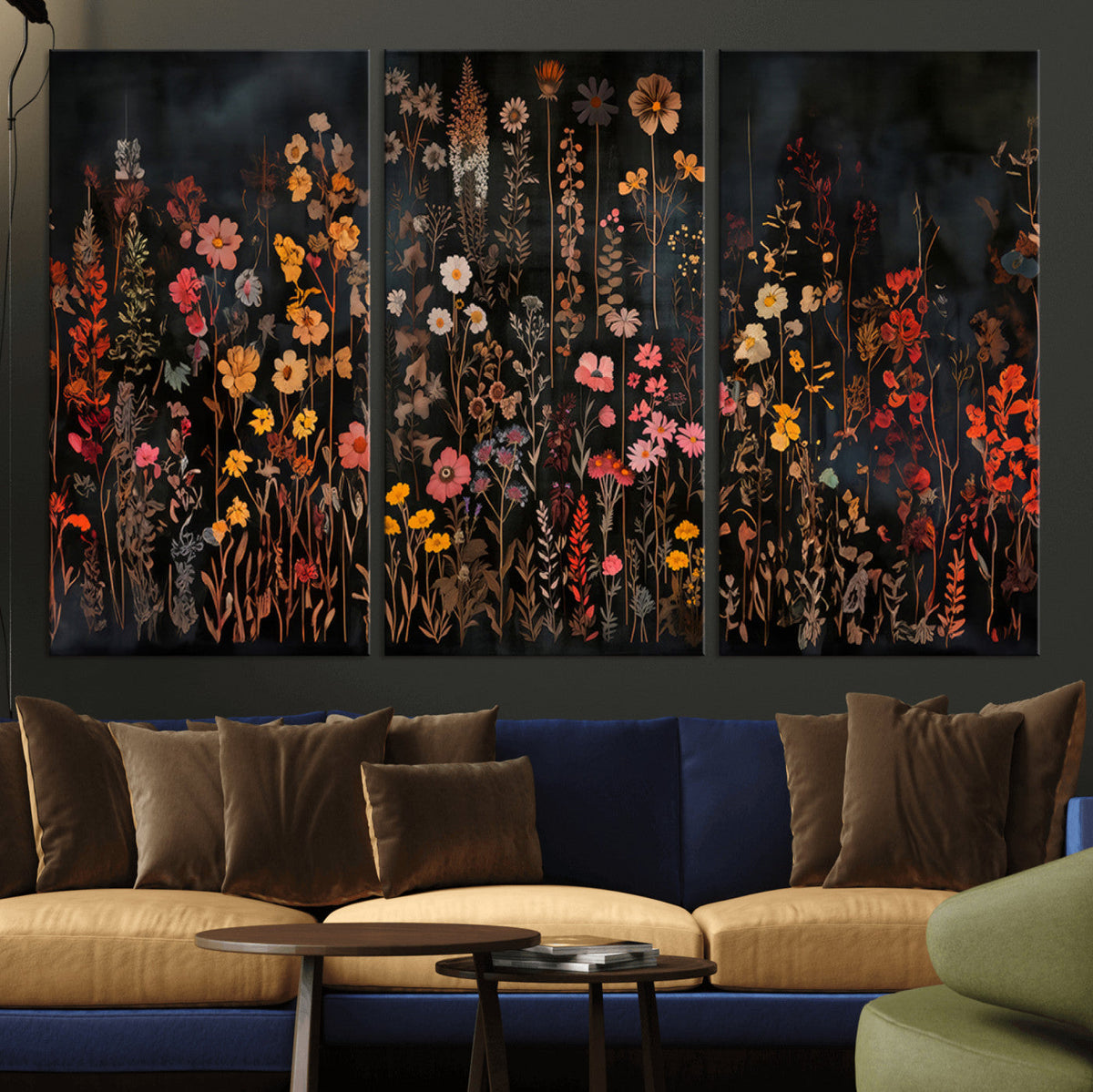 Large Floral Painting Print Illustration Flowers Canvas Wall Art