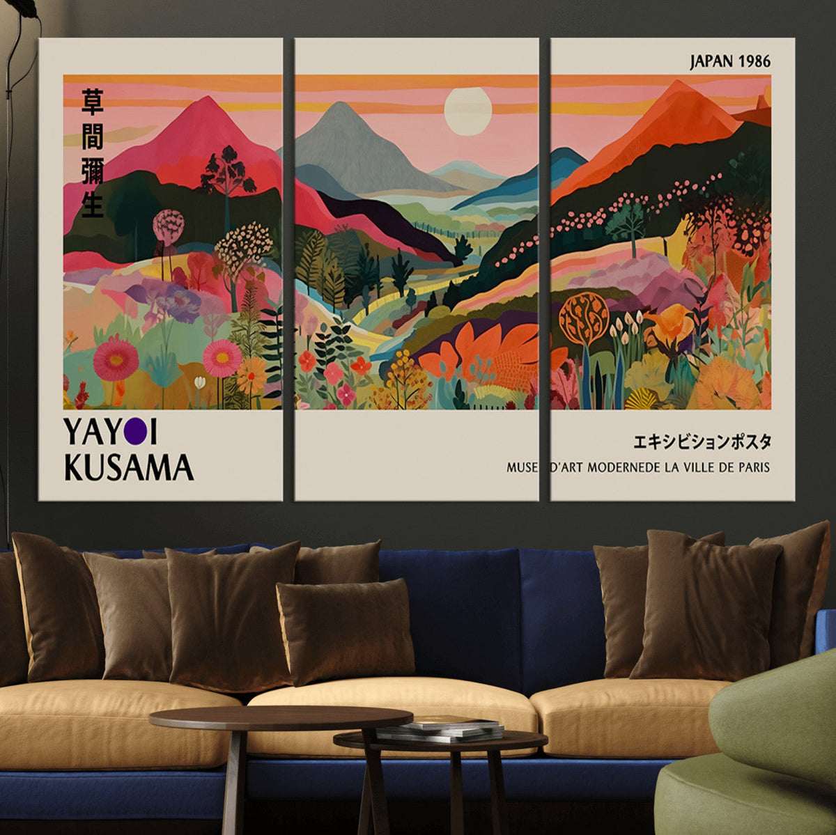 Yayoi 1986 Wall Art Print, Vibrant Wabi Sabi Japanese Abstract Design