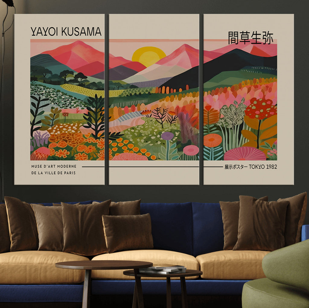 Yayoi Kusama 1986 Wall Art Print, Wabi Sabi Japanese Vibrant Abstract Landscape Canvas