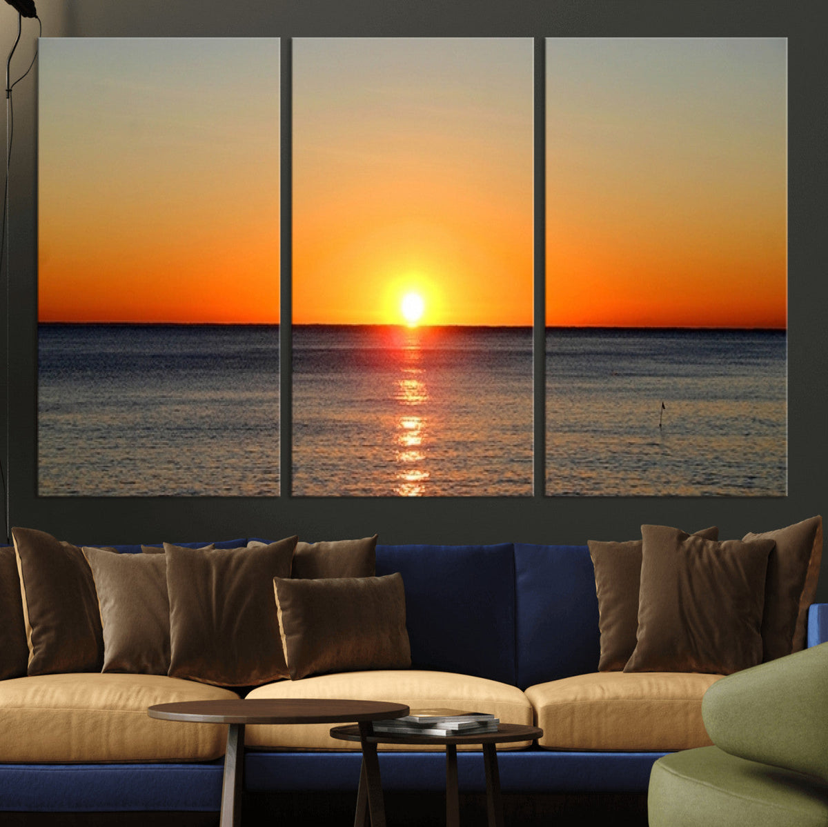 Golden Horizon Sunset Over Ocean Wall Art Canvas Print | Tropical Beach Canvas