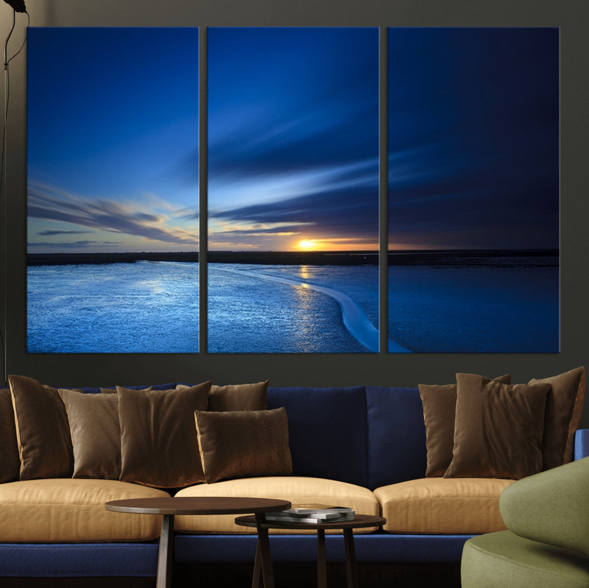 Blue Sunset Ocean Canvas Wall Art Print | Serene Coastal Horizon