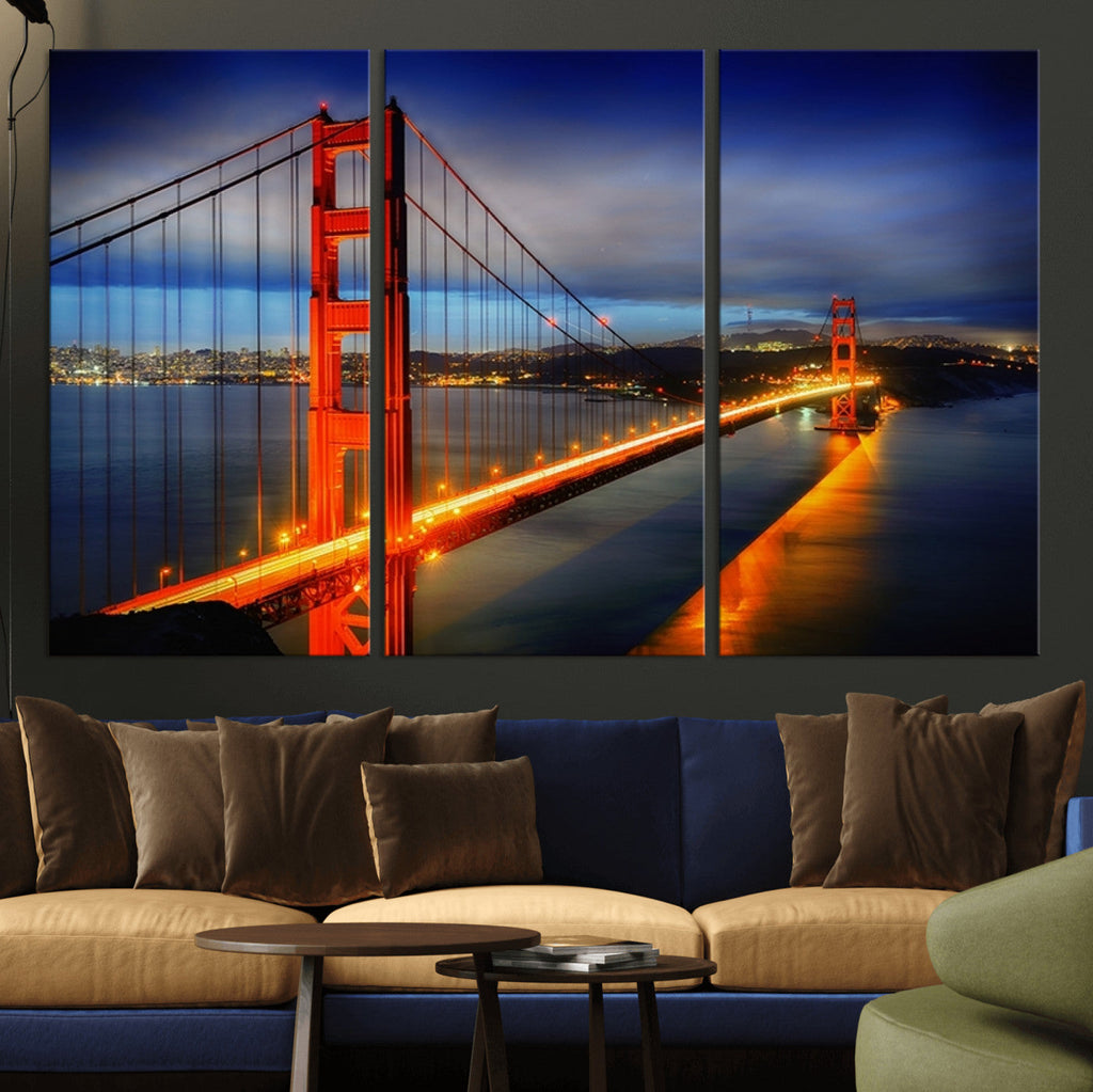 Large Wall Art San Francisco Canvas Print - Wonderful Golden Gate Bridge at Twilight