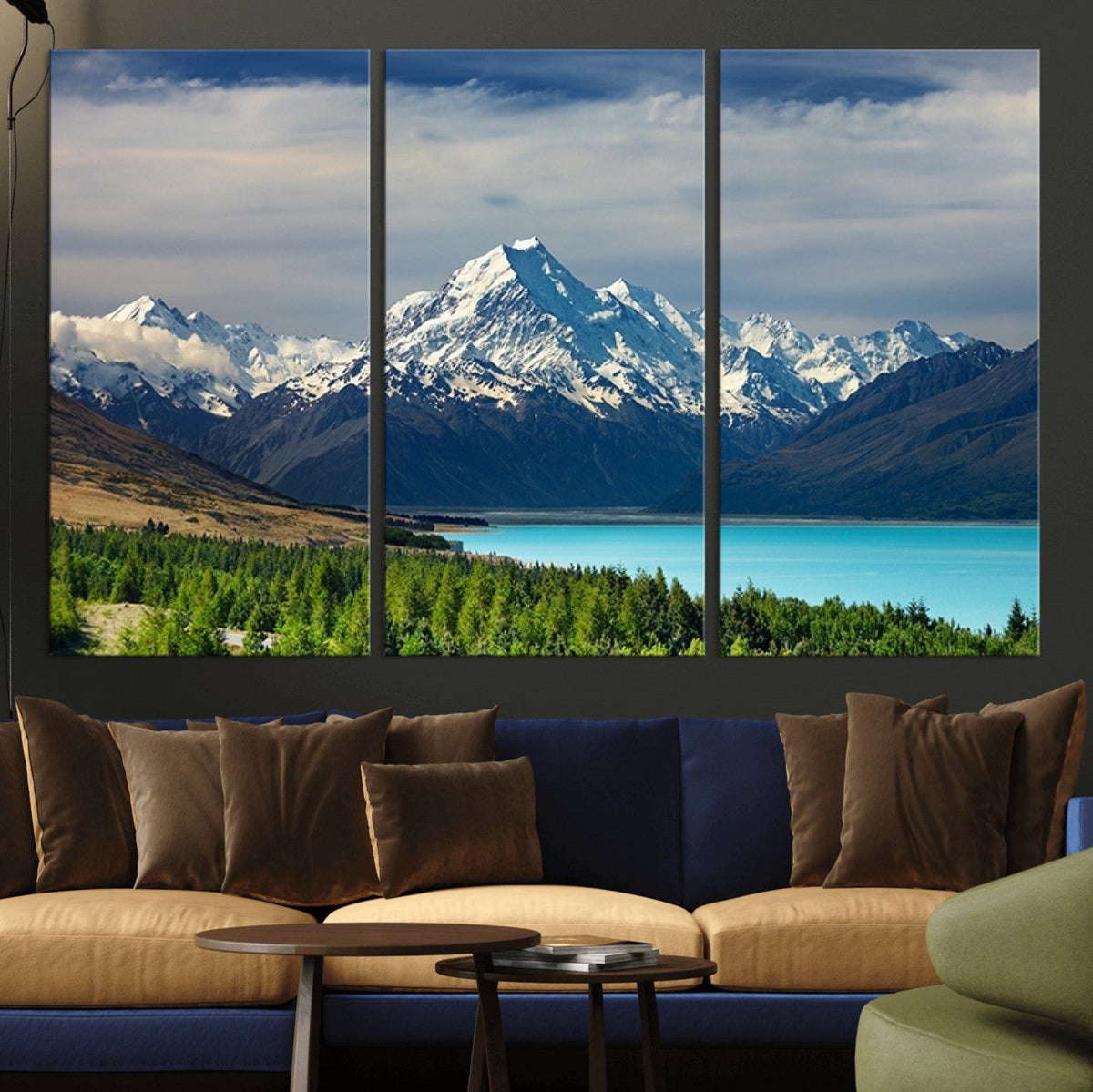 Mount Cook and Lake Pukaki Canvas Wall Art Print | Majestic Snow Capped Peaks