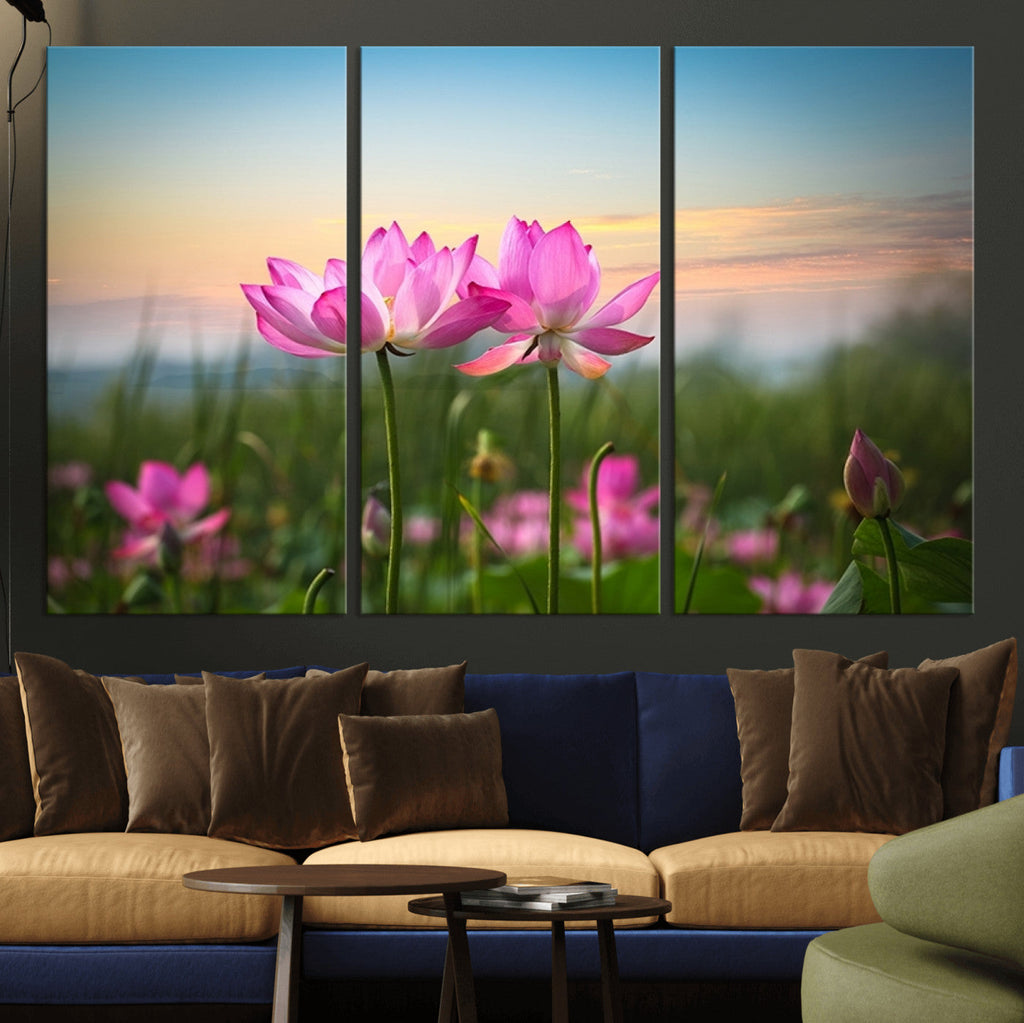 Pink Flower on the Mountain Canvas Print, Framed Pink Flower Canvas Wall Art