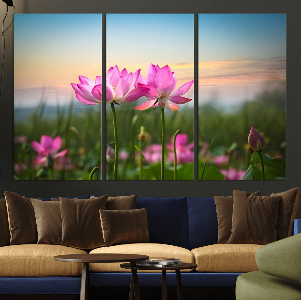 Pink Flower on the Mountain Canvas Print, Framed Pink Flower Canvas Wall Art