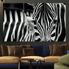 Zebra Wall Art | Zebra Close Up Canvas Print | Framed Black and White Wildlife
