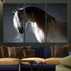 Large Wall Art Cream Colored Horse on Grey Background Canvas