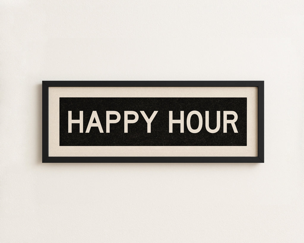 Framed Happy Hour Bus Scroll Sign