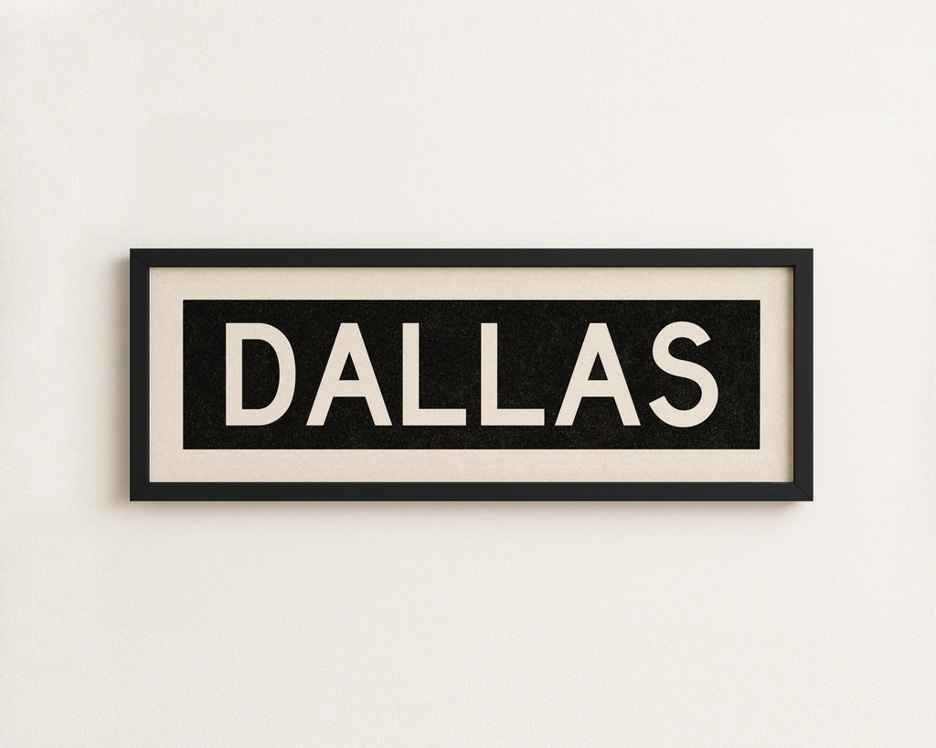 Framed Dallas Bus Scroll Sign