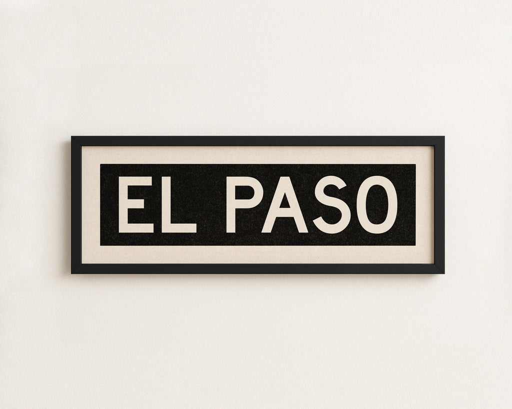 Framed El Paso Bus Scroll Sign