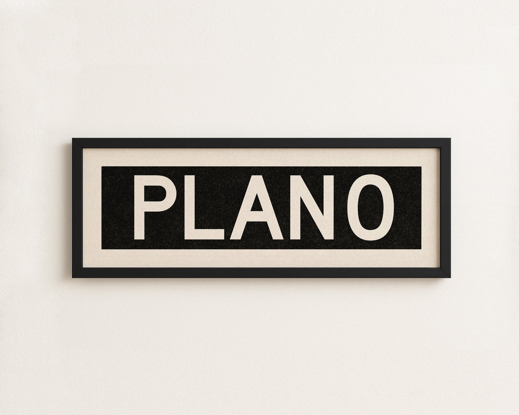 Framed Plano Bus Scroll Sign