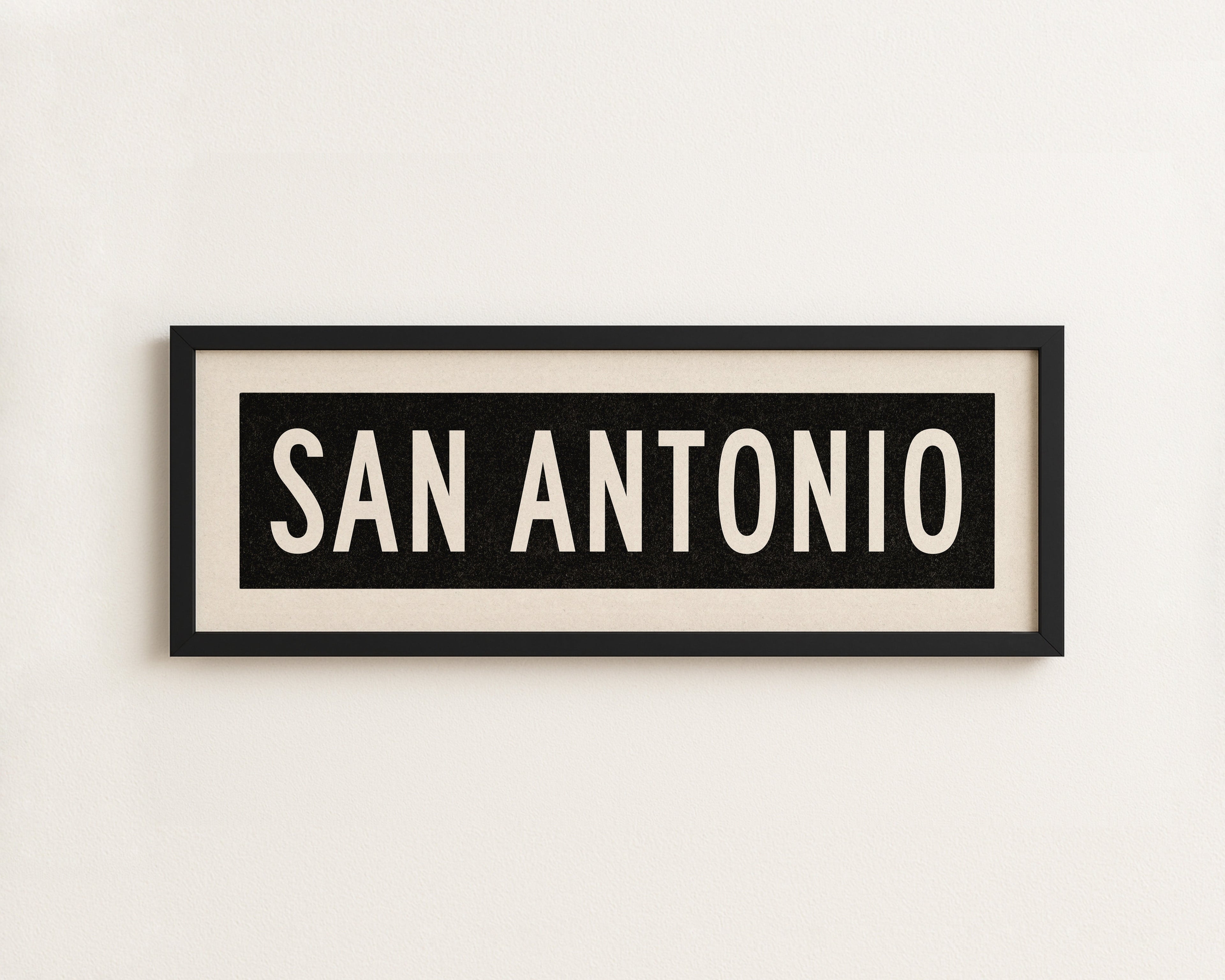 Framed San Antonio Bus Scroll Sign