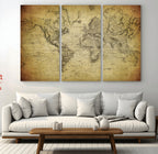 Push Pin World Map Canvas Print | Travel Tracker Wall Art