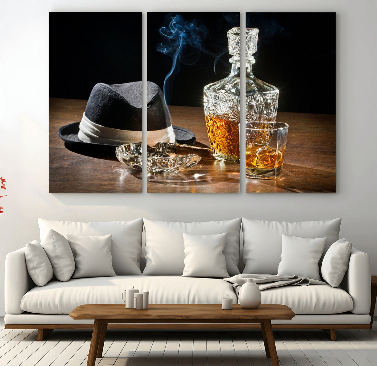 Extra Large Bourbon Wall Art, Whiskey Bar Theme Vintage Bottle Canvas Print