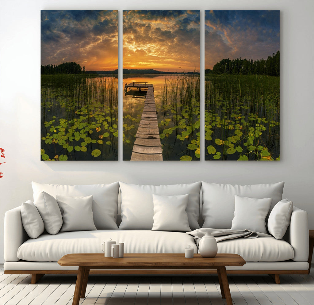 Lake and Flower Wall Art Canvas Print