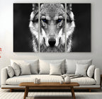 Black and White Wild Wolf Wall Art Canvas Print