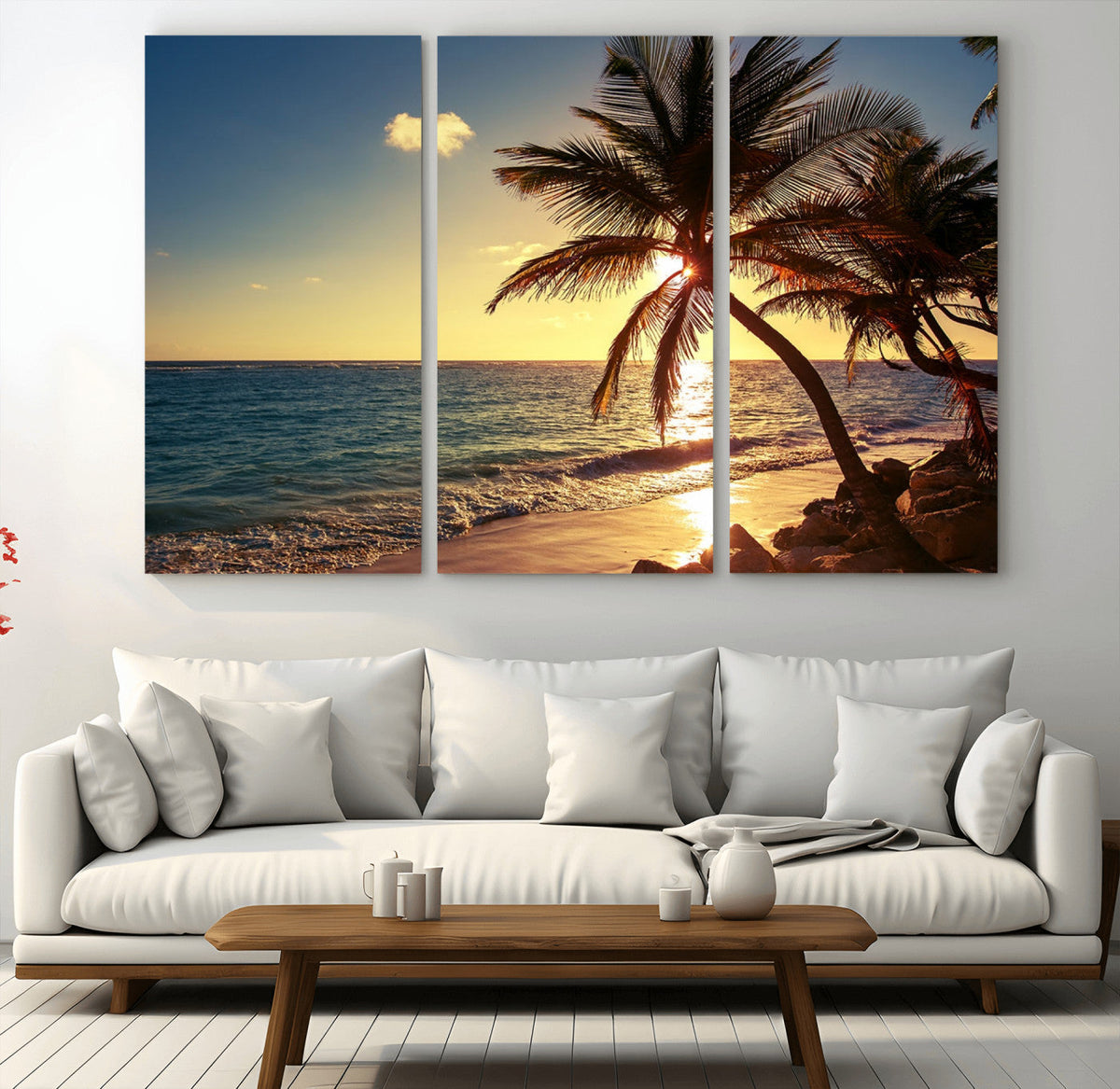 Sunset Palm Trees Wall Art Canvas Print
