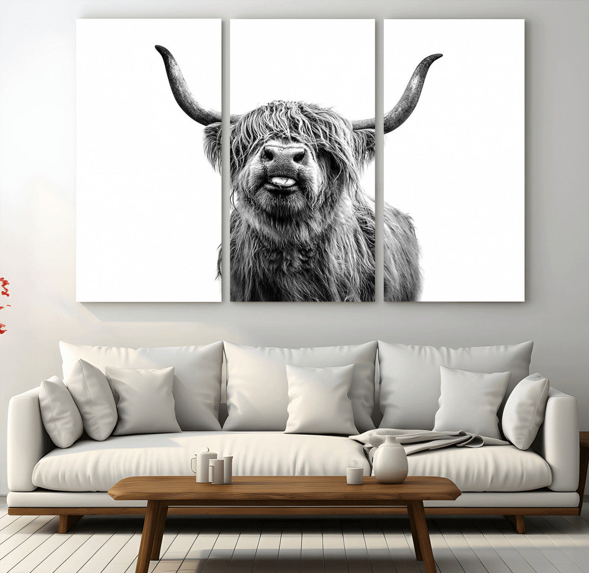 Fanny Scottish Highland Cow Cattle Art Print Farmhouse Wall Art Canvas Print