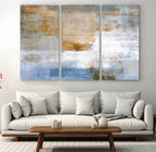 Blue Multi Panel Abstract Wall Art Canvas, Abstract Blue and Gold Canvas Print