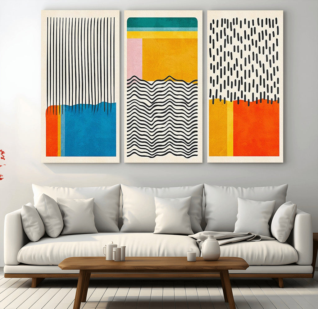 Canvas Print Wall Art Abstract Illustration Art Boho, Framed Abstract Boho Art