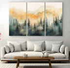 Abstract Forest Print | Mountain Wall Art | Autumn Landscape Canvas Print