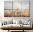 Golden Fields Wall Art Print Canvas | Serene Minimalist Landscape for Farmhouse Decor