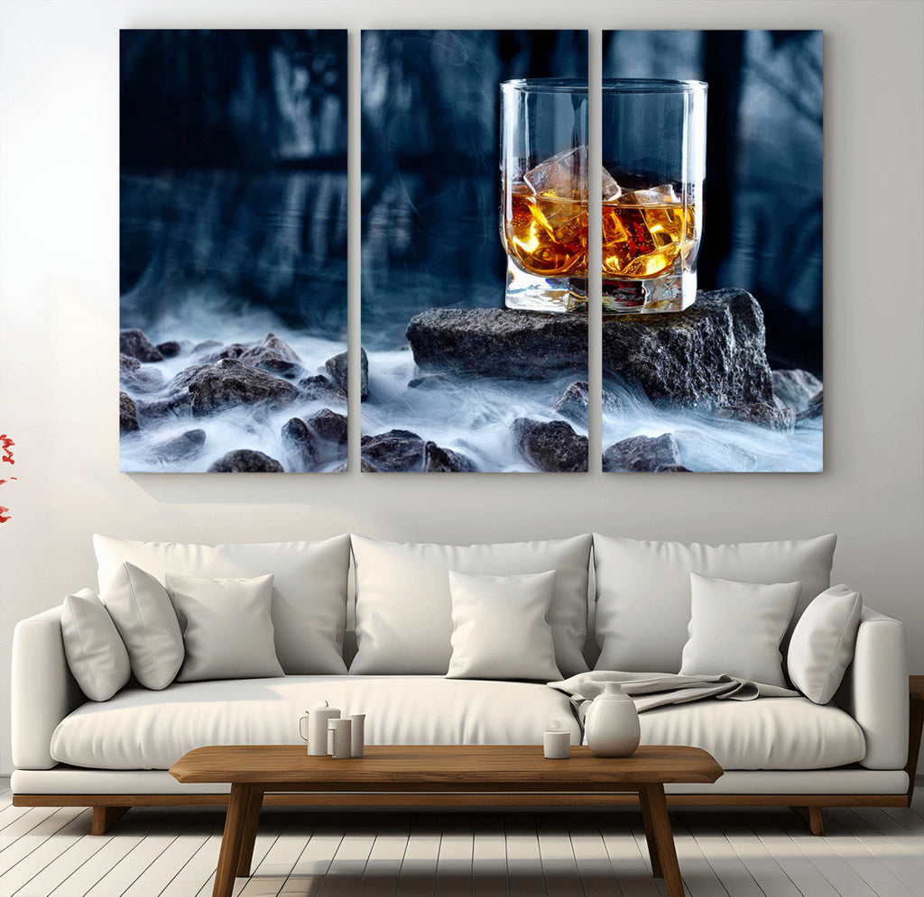 Whiskey Ice Wall Art Canvas Print