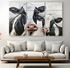 Vintage Baby and Mom Cattle Wall Art Canvas Print