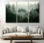 Misty Forest Wall Art | Tranquil Green Woodland Canvas Print