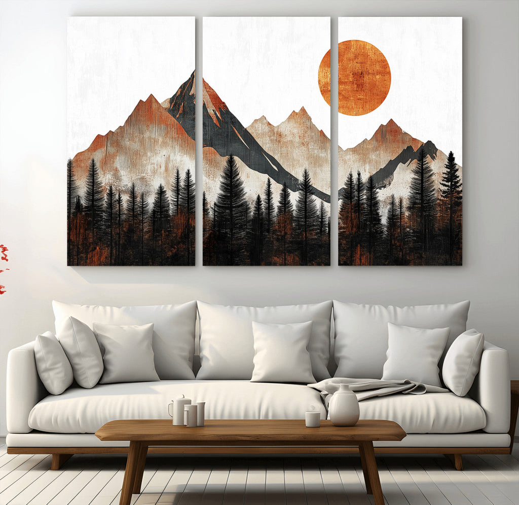 Modern Abstract Mountain Canvas Wall Art Print