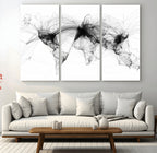 Abstract World Map Wall Art | Framed Geometric Line Canvas