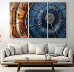 Framed Abstract Tree Ring Wall Art Print, Natural Rustic Wood Grain Canvas Print