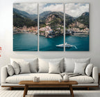 Amalfi Coast Wall Art | Framed Italian Seaside Canvas