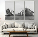 Coastal Wall Art | Framed Black White Ocean Canvas Artwork