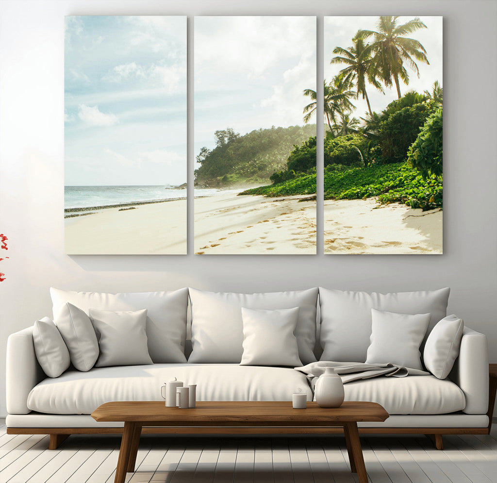 Relaxing Beach Wall Art Canvas Print, Framed Ocean View Coastal Serenity