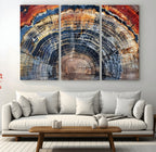 Tree Rings Wall Art Canvas Print, Framed Petrified Wood Modern Rustic