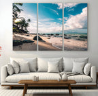 Tropical Beach Wall Art Canvas Print, Framed Ocean Waves Relaxing Seascape