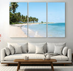Palm Tree Coast Wall Art Canvas Print, Framed Island Getaway with Crystal Blue Water