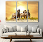 Wild Horses Wall Art Canvas Print, Framed Galloping Herd