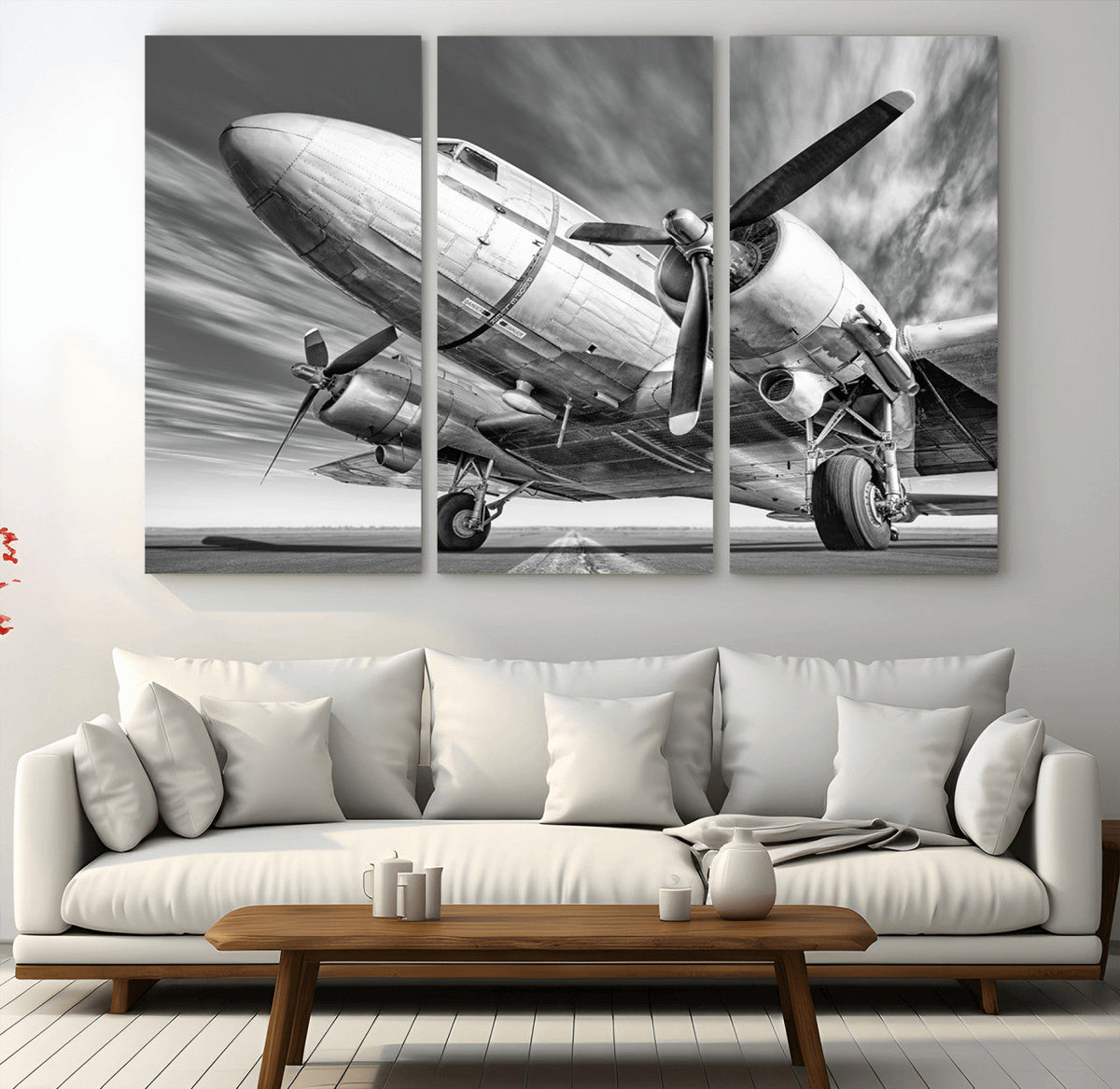 Vintage Airplane on Runway Canvas Print