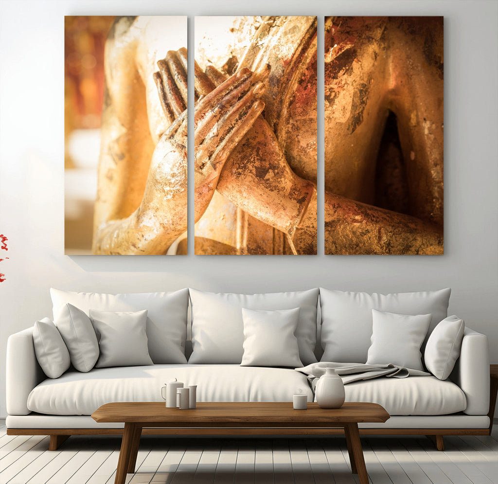 Buddha Statue Hands Wall Art Canvas Print